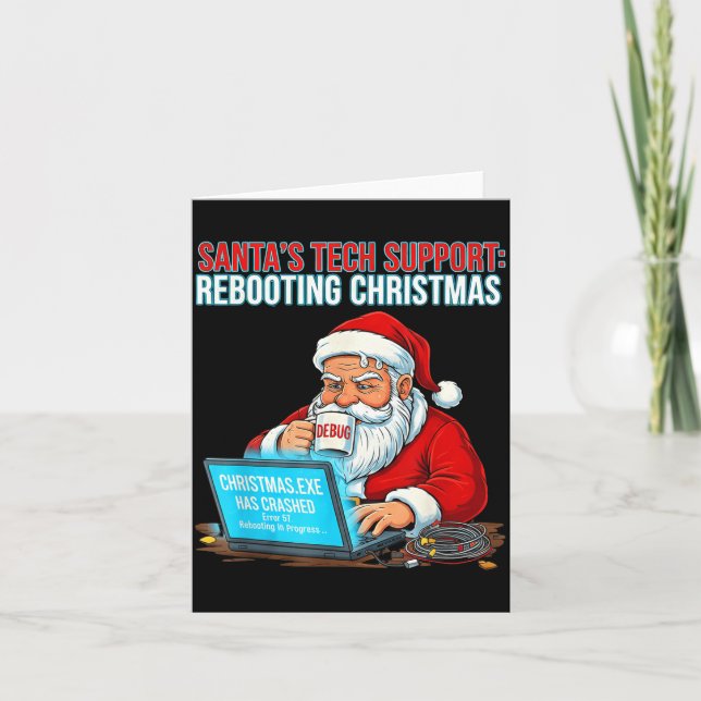 Santa's Tech Suprt_ Rebooting Christmas Funny  Karte (Vorderseite)