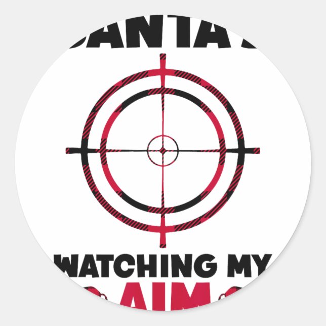 Santa's Watching My Aim - Boar Hog Hunting 1  Runder Aufkleber (Vorderseite)