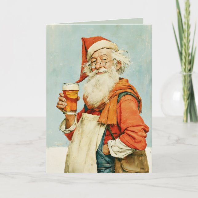 Santas Weihnachtsbierpause Karte (Vorderseite)