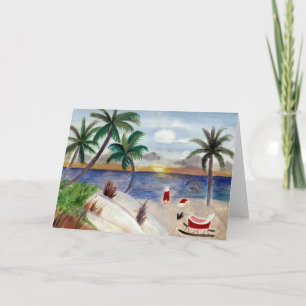 Santas Weihnachtskarte Strandferien Feiertagskarte