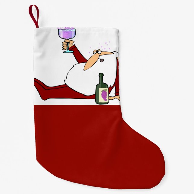 Santas Wein Weihnachtswein Strumpf Kleiner Weihnachtsstrumpf (Vorderseite)