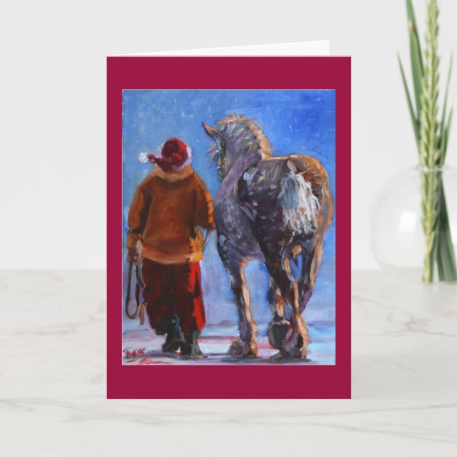 Santa's Wheeler mit roter Grenze Feiertagskarte (Vorderseite)