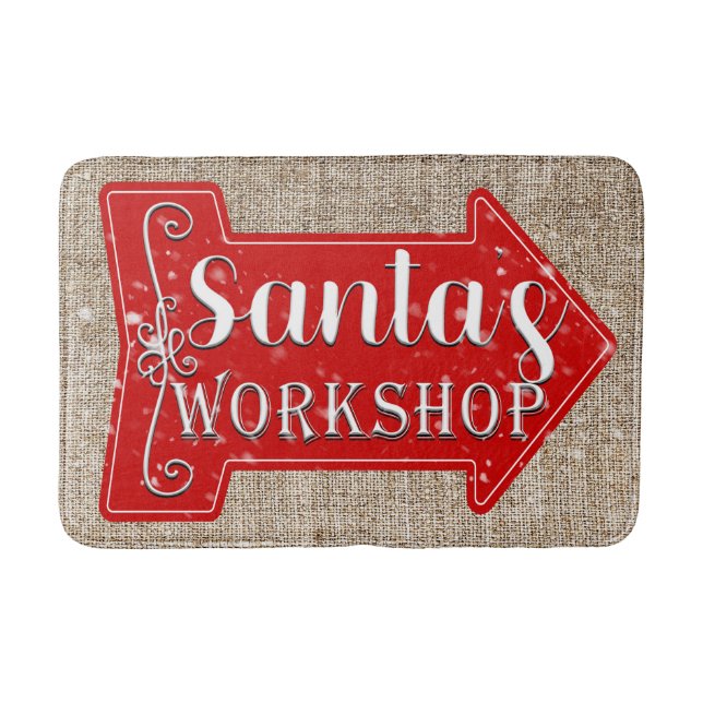 Santa's Workshop Arrow Rustikaler Weihnachtsfeiert Badematte (Vorderseite)