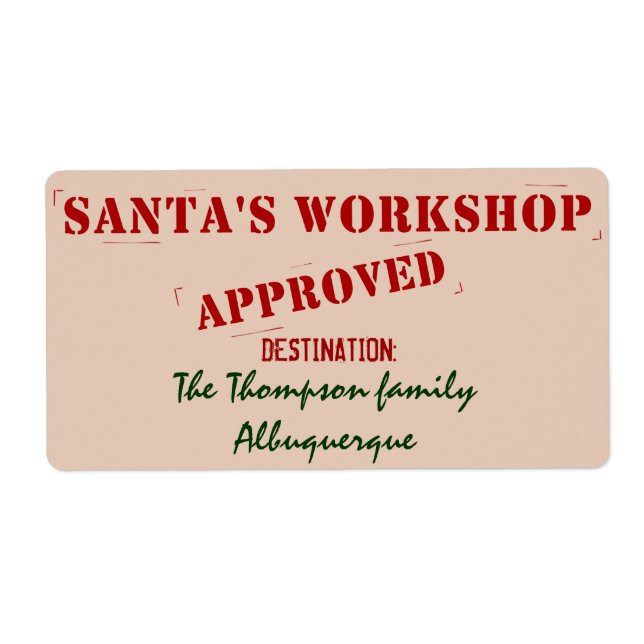 Santa's Workshop Personalisiert Labels (Vorne)