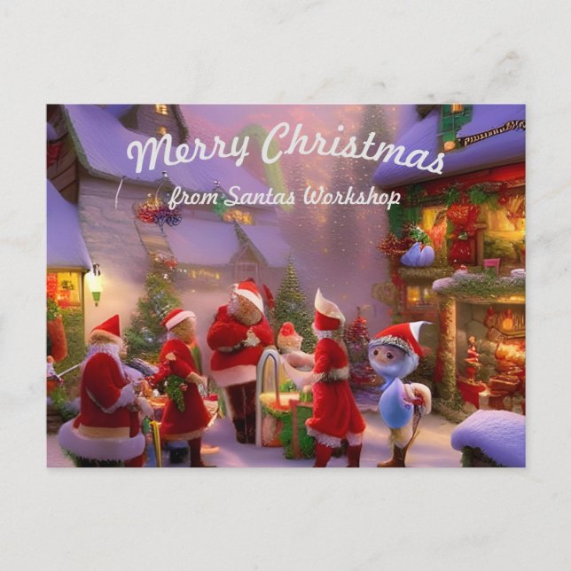 Santas Workshop Weihnachtspostkarte Postkarte (Vorderseite)