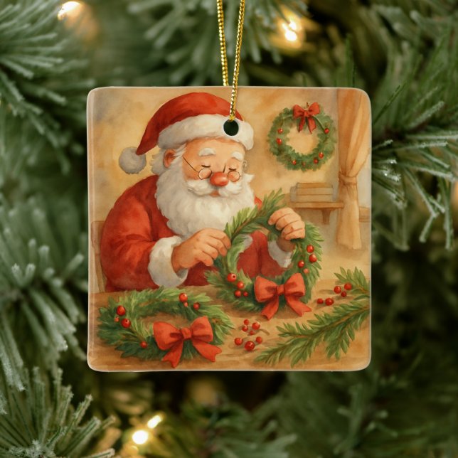 Santa's Workshop Wreath Maker Personalized Keramikornament (Baum)