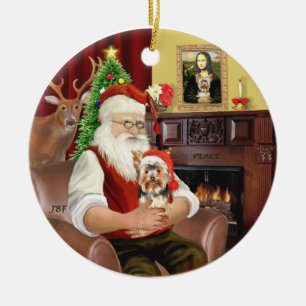 Santa's Yorkshire Terrier #17 Keramik Ornament