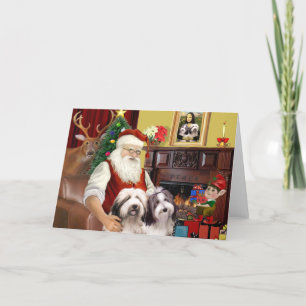Santas zwei Bearded Collies Feiertagskarte