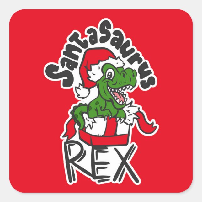 Santasaurus Rex Quadratischer Aufkleber (Vorderseite)