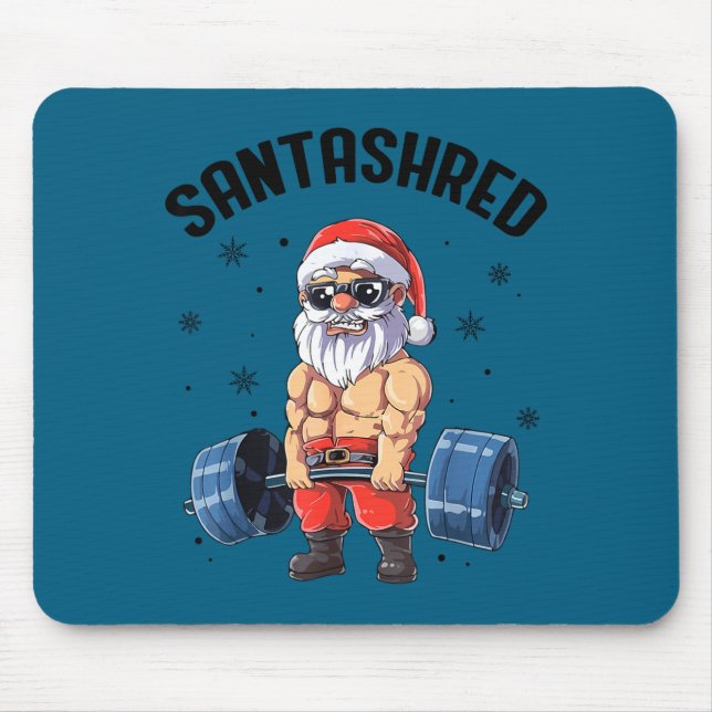 Santashred Funny Santa Meme Xmas Gym Bodybuilding  Mousepad (Vorne)