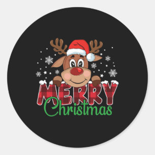 Santastyle Holiday Co. Frohe Weihnachten Niedlich Runder Aufkleber