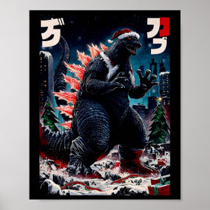 Santazilla Japanisches Monster Kaiju Dinosaurier W Poster