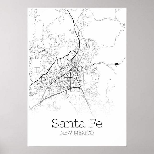 Sante Fe Map - New Mexico - City Map Poster (Vorne)