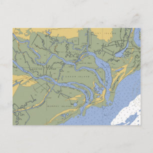 Santee-Sumpf, SC Nautic Chart Postcard Postkarte