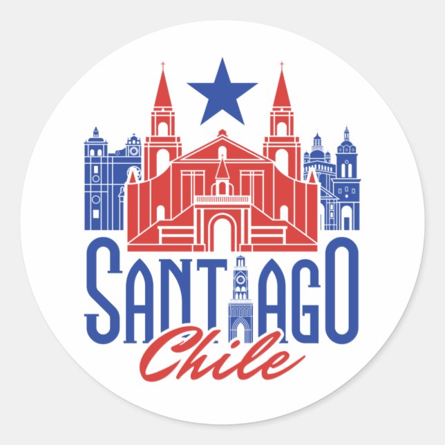 Santiago Chile Chile Souvenir Reisen Runder Aufkleber (Vorderseite)