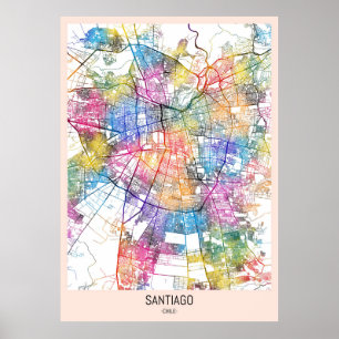 Santiago Chile City Map Poster