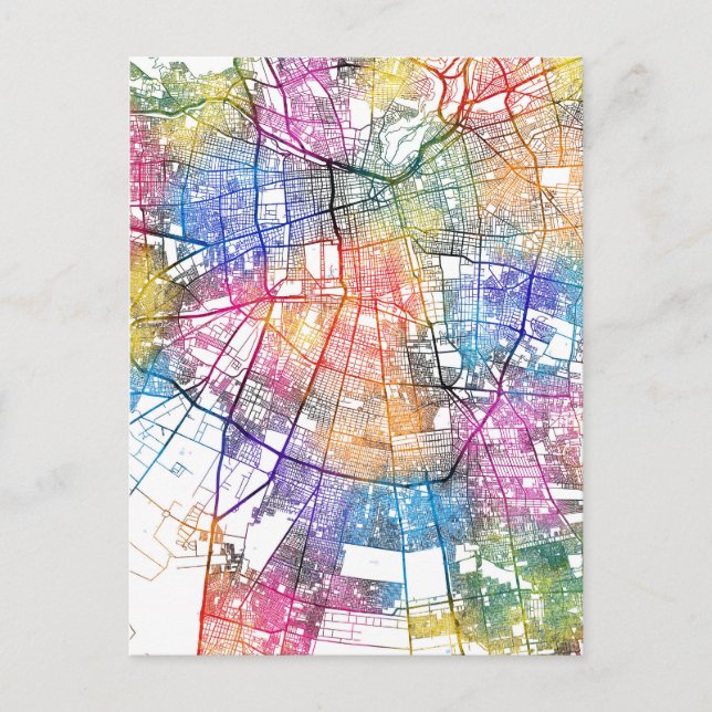 Santiago Chile City Map Postkarte (Vorderseite)