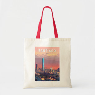 Santiago Chile Illustration Reise Kunst Vintage Tragetasche