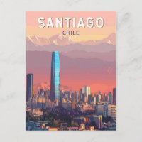 Santiago Chile Illustration Reisen Vintag