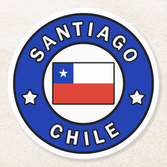 Santiago Chile Runder Pappuntersetzer (Vorderseite)