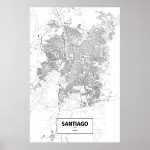 Santiago, Chile (Schwarzes auf Weiß) Poster