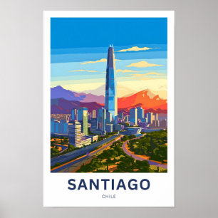 Santiago Chile Travel Print Poster