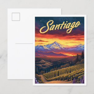 Santiago Chile Vintage-Kunst-Reiseillustration Postkarte