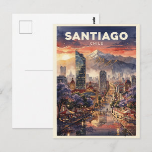 Santiago Chile Vintage Reise Postkarte