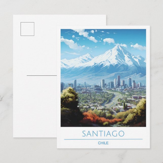 Santiago Chile Vintage Travel Postkarte (Vorne/Hinten)