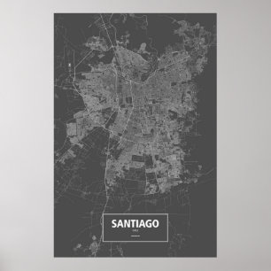 Santiago, Chile (weiß auf schwarz) Poster