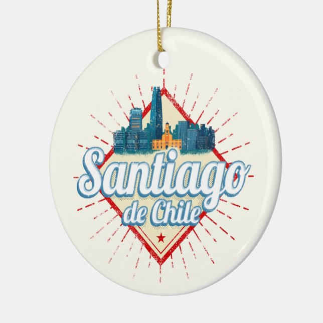 Santiago de Chile Stadthotel Retro Skyline Keramik Ornament (Links)