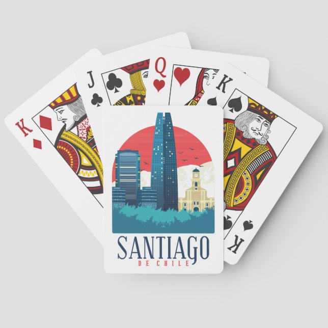Santiago de Chile Vintag Skyline Foto Spielkarten (Rückseite)