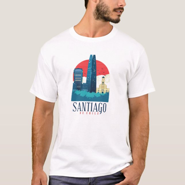Santiago de Chile Vintag Skyline T-Shirt (Vorderseite)