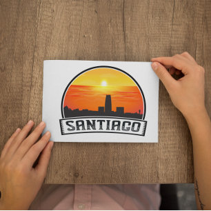 Santiago de Chile VIntage Skyline Sonnenuntergang Postkarte