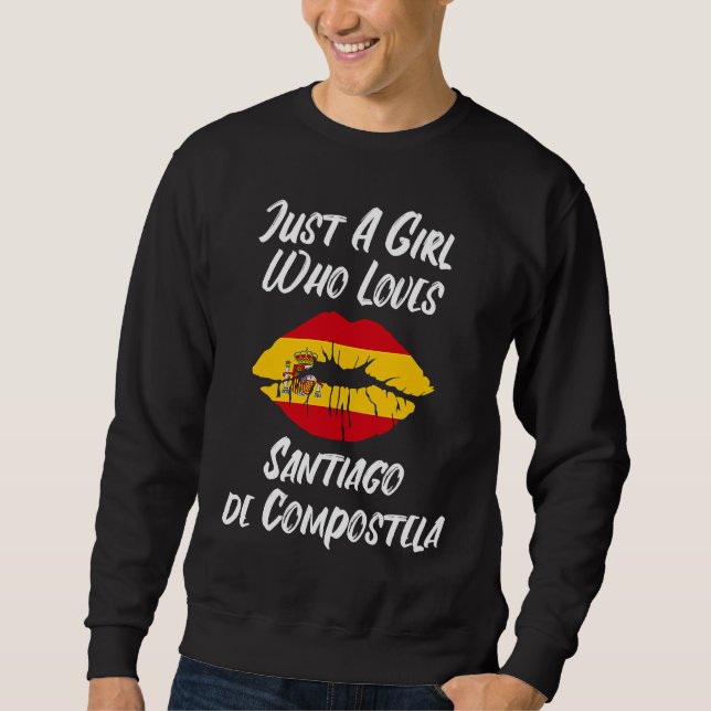 Santiago de Compostela Lips and Mouth Love Spanish Sweatshirt (Vorderseite)