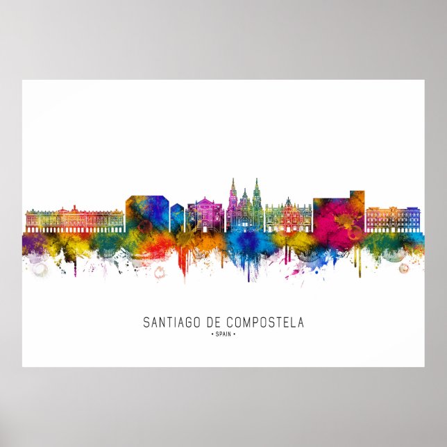 Santiago de Compostela Spanien Skyline Poster (Vorne)