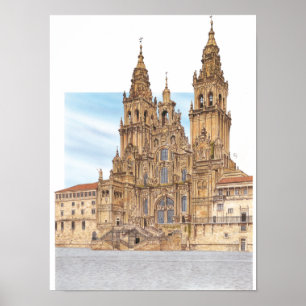 Santiago de Compostela. Western façade. Spanien Poster