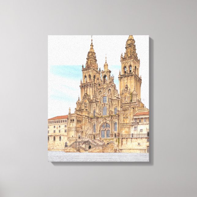 Santiago de Compostela. Western-Fassade. Spanien Leinwanddruck (Vorderseite)