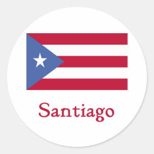 Santiago Puerto Rico Flag Runder Aufkleber