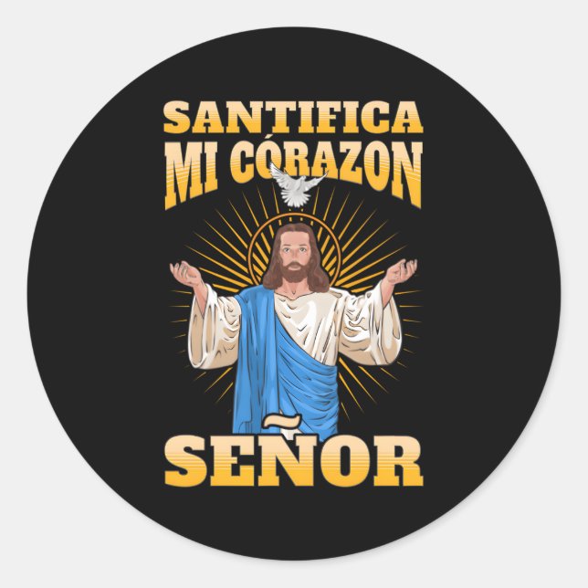 Santifica Mi Corazã"N Seã"Or Runder Aufkleber (Vorderseite)