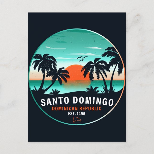 Santo Domingo Dominikanische Republik Retro Sunset Postkarte (Vorderseite)