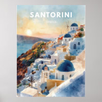 Santorin-Aquarell-Illustration Reise