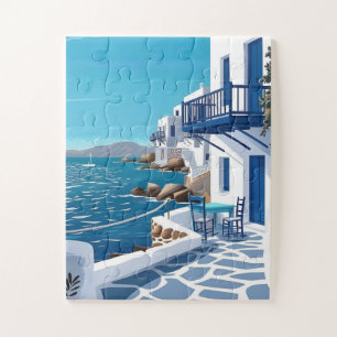 Santorin Blaue Meeresküste Puzzle