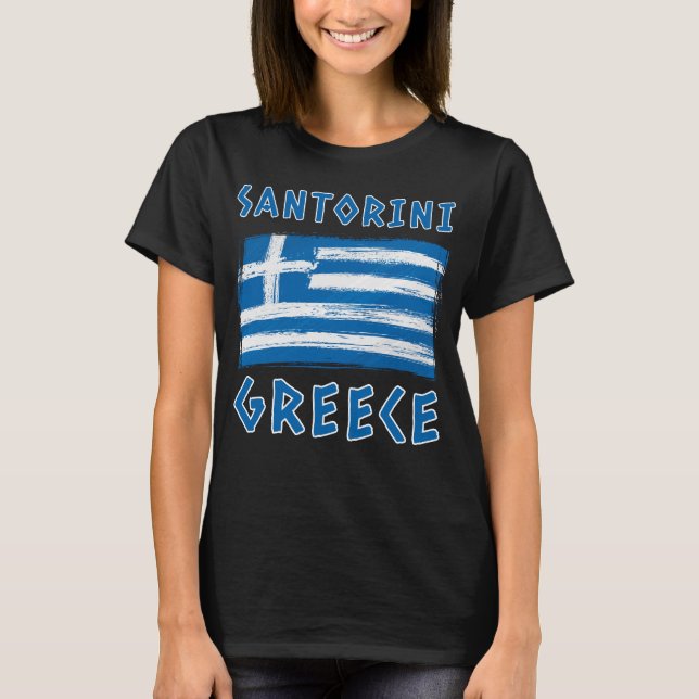 Santorin Et Drapeau Du T-shirt Femme De Grèce (Devant)