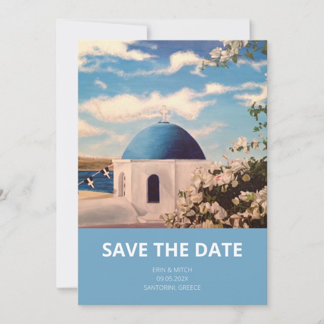 Santorin Grèce Mariage Sauvez la date Invitation (Devant)