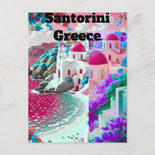 Santorin Griechenland Aquarell Reisepostkarte Euro Postkarte