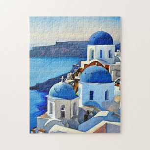 Santorin Griechenland Aquarellmalerei