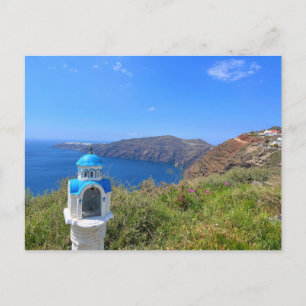 Santorin Griechenland Blaue Kuppelkirche  Postkarte