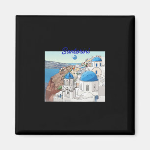 Santorin Griechenland Griechische Flagge Urlaub Ku Magnet