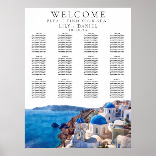 Santorin Griechenland Hochzeitskarte für Wasserfar Poster